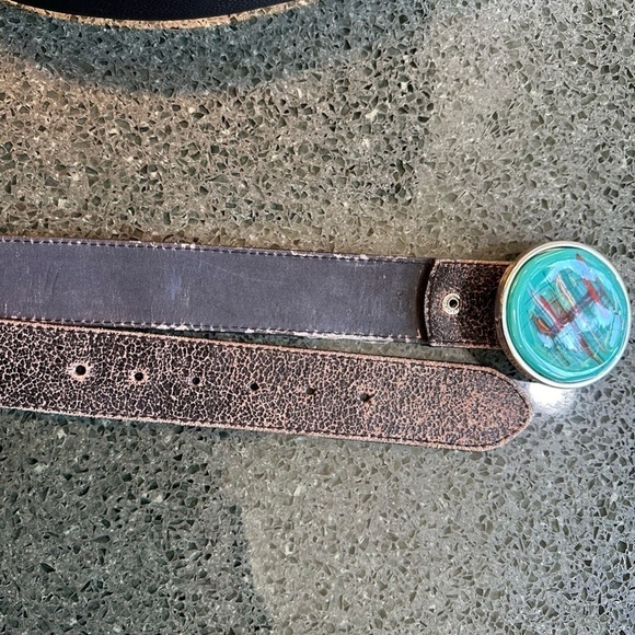 VERA PELLE Made in Italy Women’s Black Textured Leather Belt Statement Buckle L - Picture 2 of 7